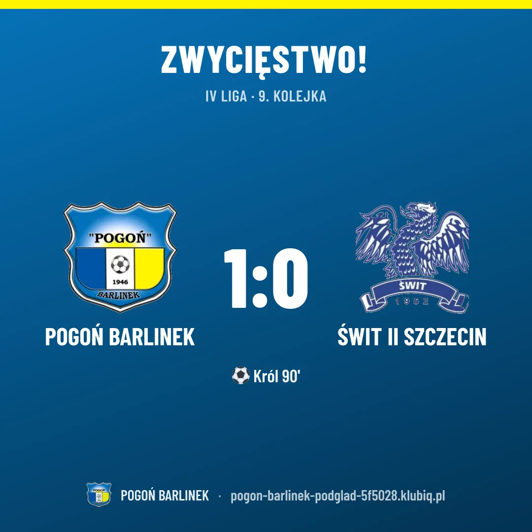 Pogoń Barlinek 1:0 Świt II Szczecin